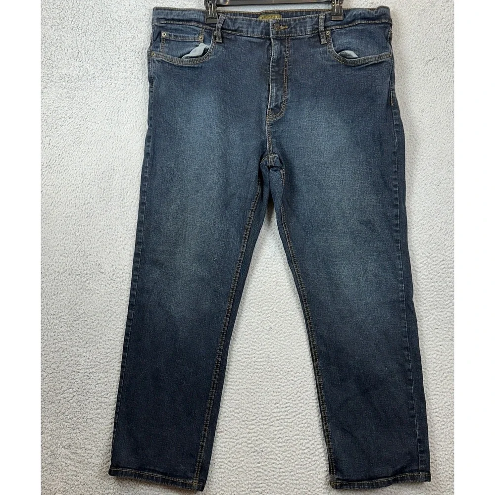 Urban Star Jeans Mens 42X30 Blue Straight Leg Dark Wash Stretch 5-Pocket Denim
